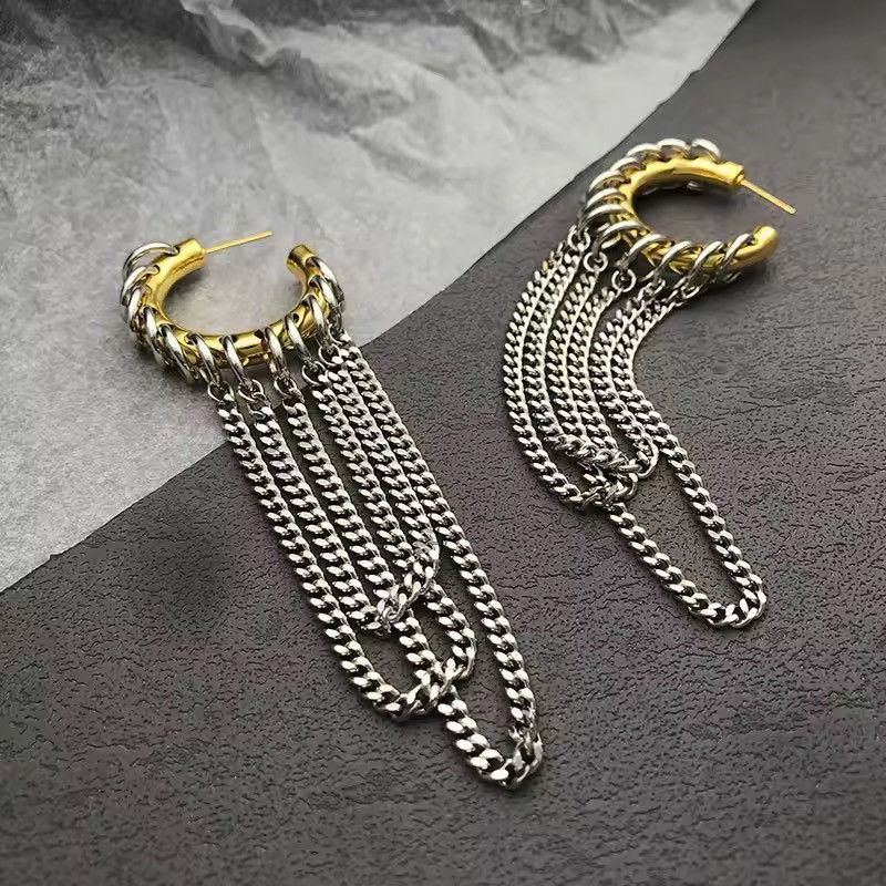 Designer Punk Gothic Style Long Tassel Earrings Unisex Size ONE SIZE - 3 Thumbnail