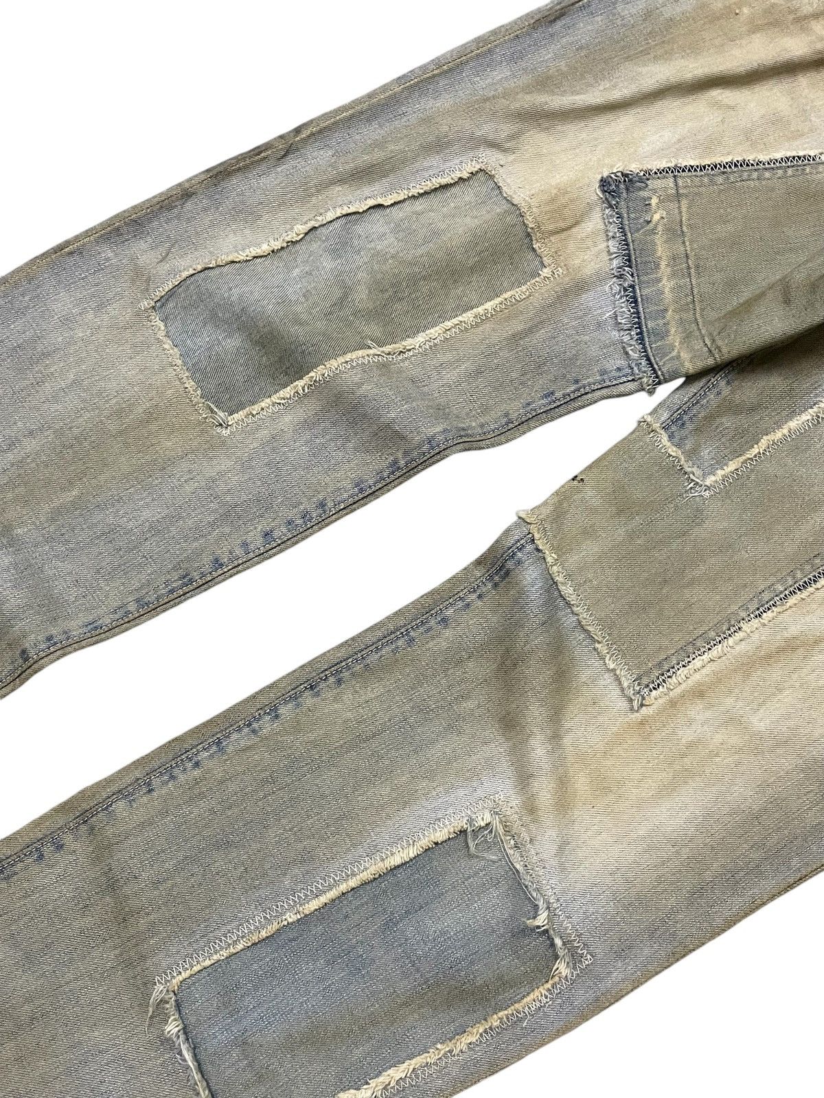 GOSTAR DE FUGA × Hysteric Glamour × Junya Watanabe 6RageBlue Japan Patchwork Distressed Muddy Wash Jeans Size US 34 / EU 50 - 4 Thumbnail