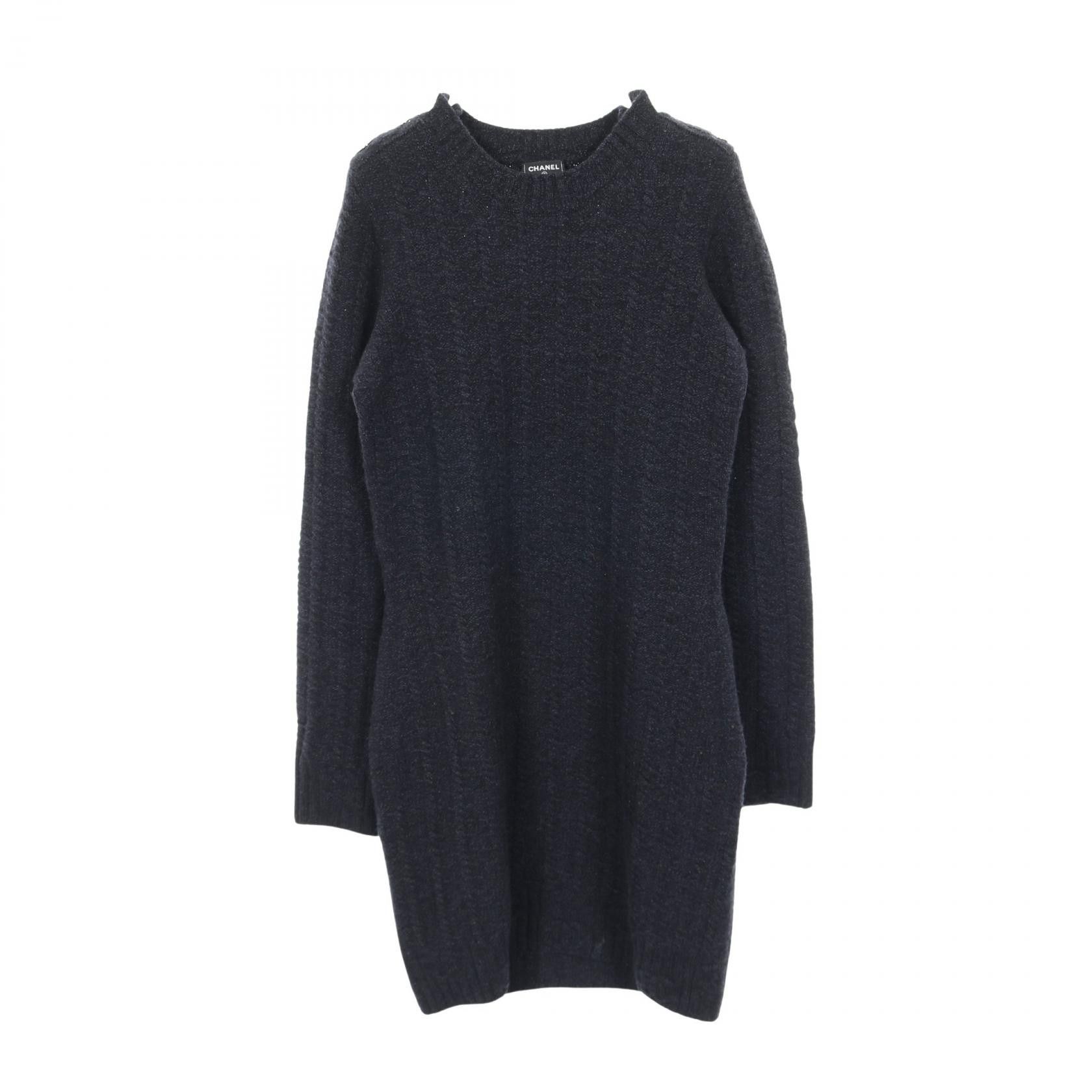 Chanel Chanel Chanel Coco Mark Button Wool Cashmere Dress Textile Dresses P75622K10839 DUTY FREE for USA Size ONE SIZE - 1 Thumbnail