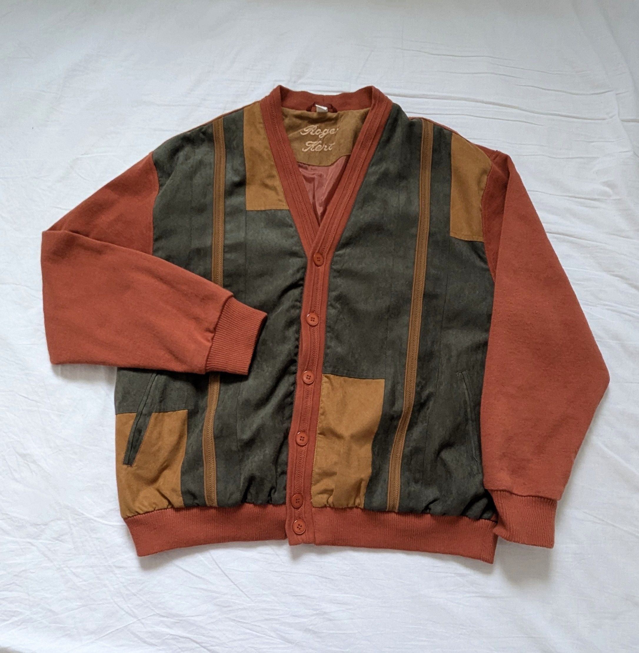 Vintage Vintage bomber with wool Orange baseball streetwear Size US XL / EU 56 / 4 - 1 Thumbnail