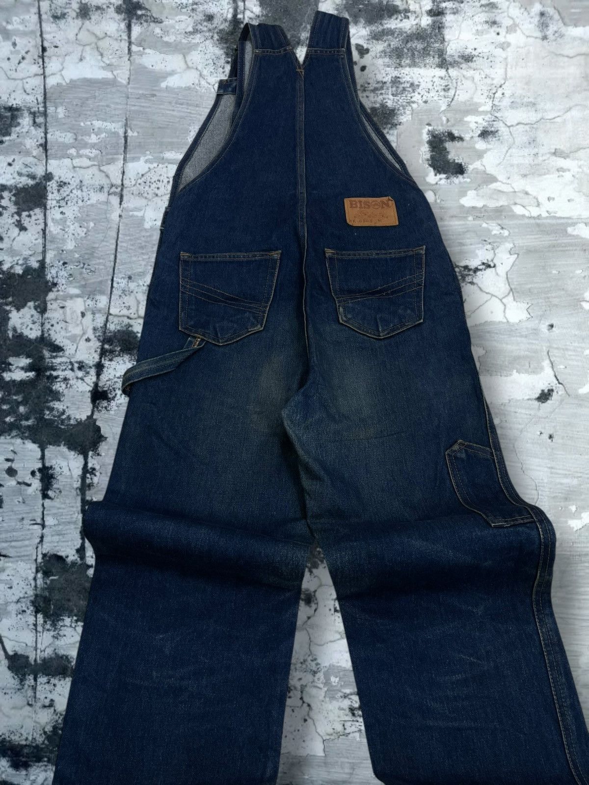 Japanese Brand Vintage 90s Designer Bison Rustic Blue Overall Iconic Denim Size US 33 - 14 Thumbnail