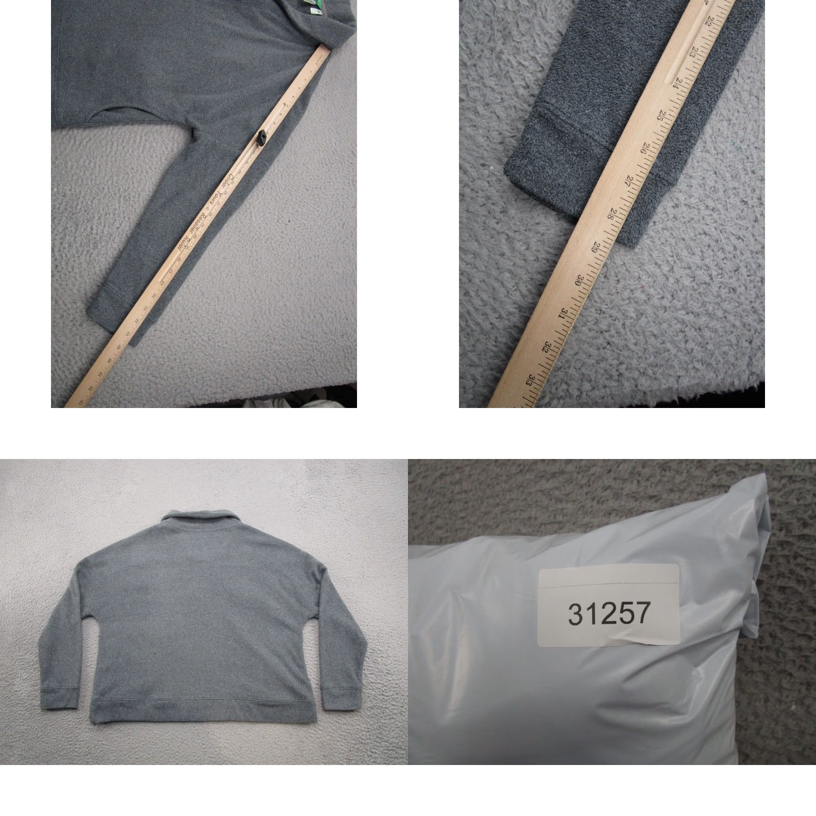 Vintage Aventura Women's Gray Fleece Pullover Collared 1/4 Button Sweater SZ L Recycled Size L / US 10 / IT 46 - 8 Thumbnail