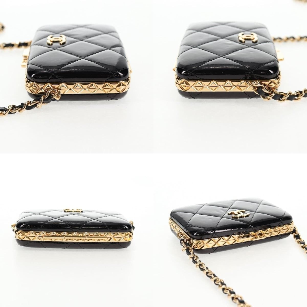 Chanel Chanel Chain Shoulder Bag Patent Leather Black Gold CC Size ONE SIZE - 3 Thumbnail