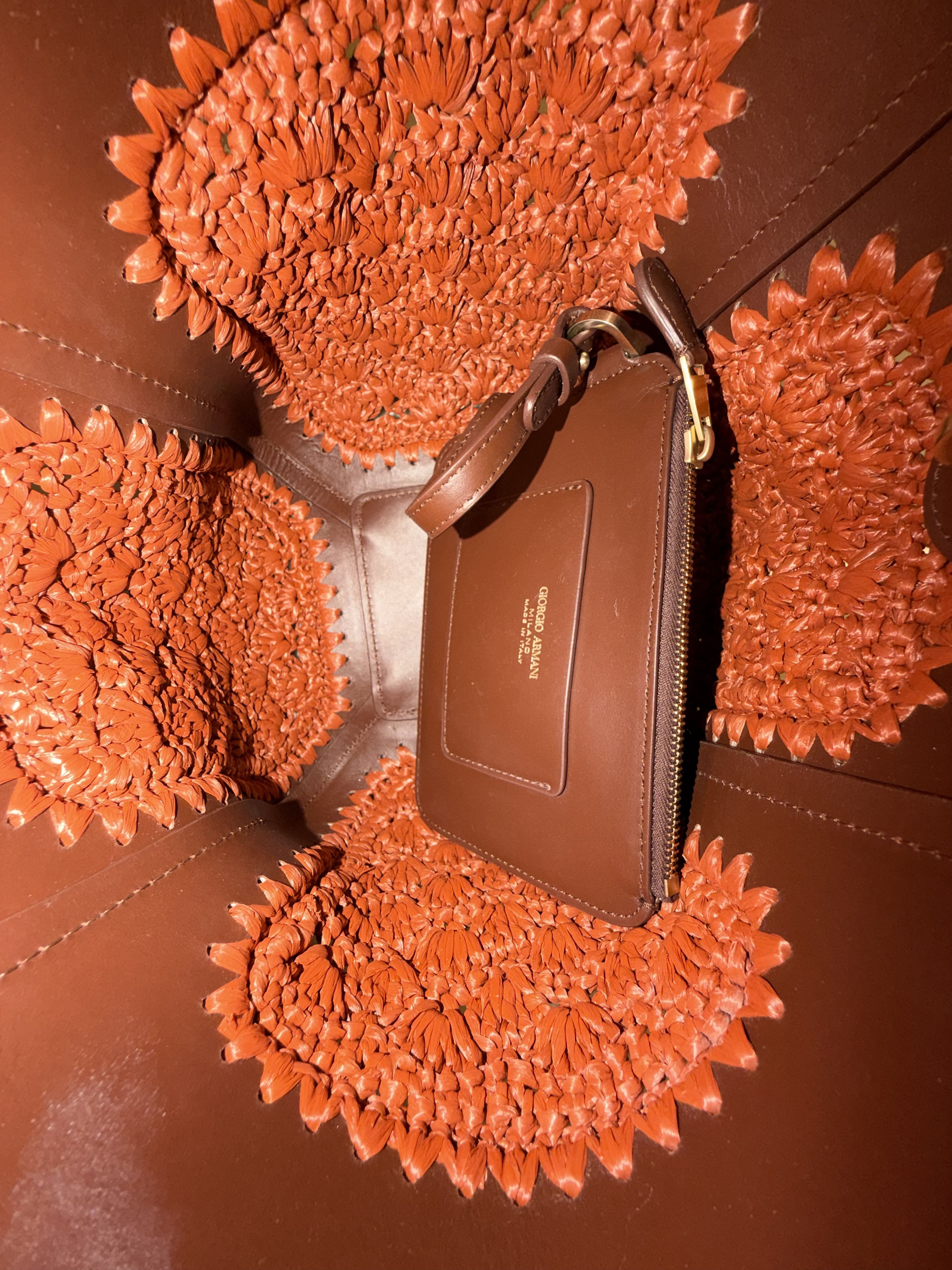 Giorgio Armani Small Handbag In Leather And Raffia Size ONE SIZE - 6 Thumbnail