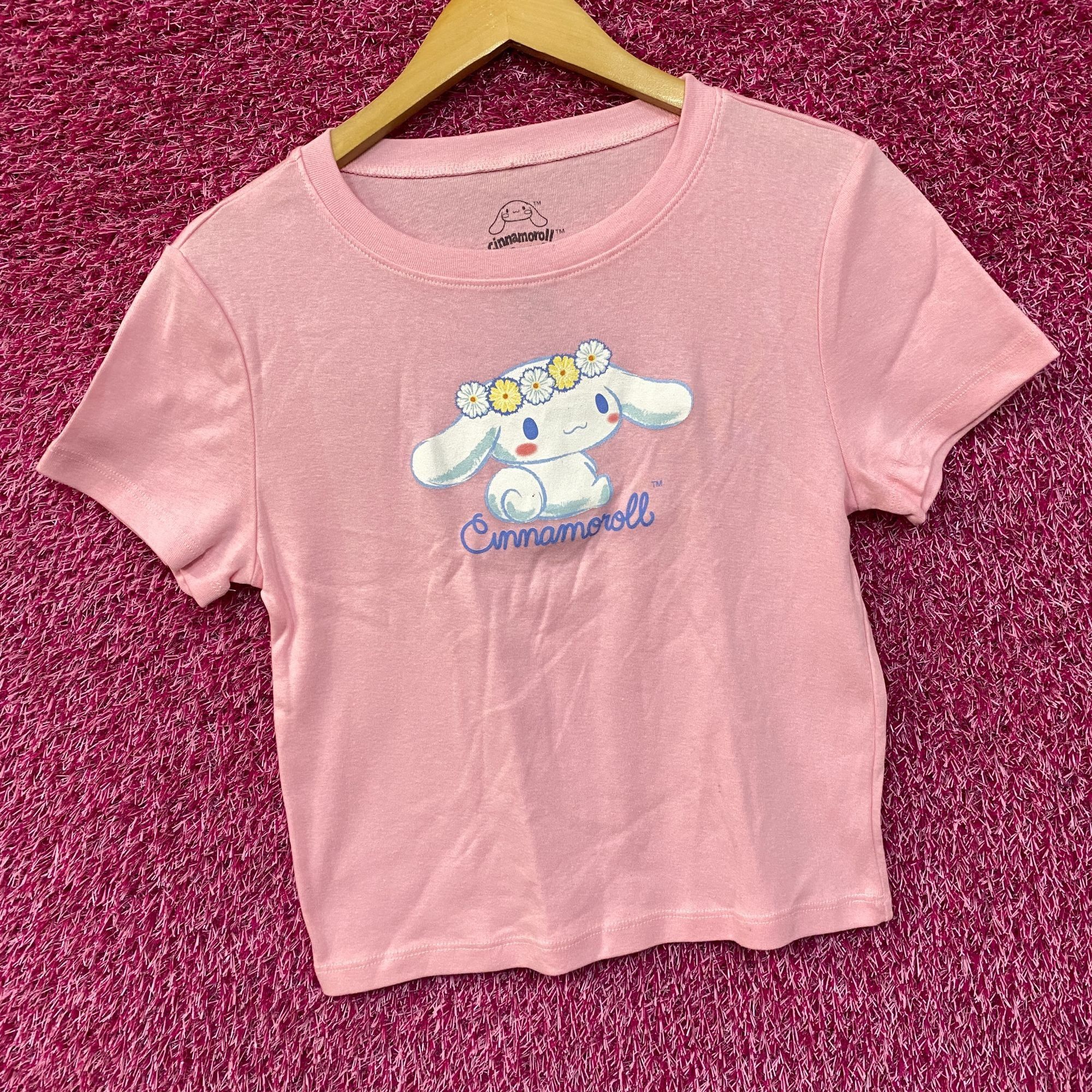 Other Sanrio Cinnnamoroll Flower Crown Pink Croptop T-Shirt Large Size L / US 10 / IT 46 - 3 Thumbnail