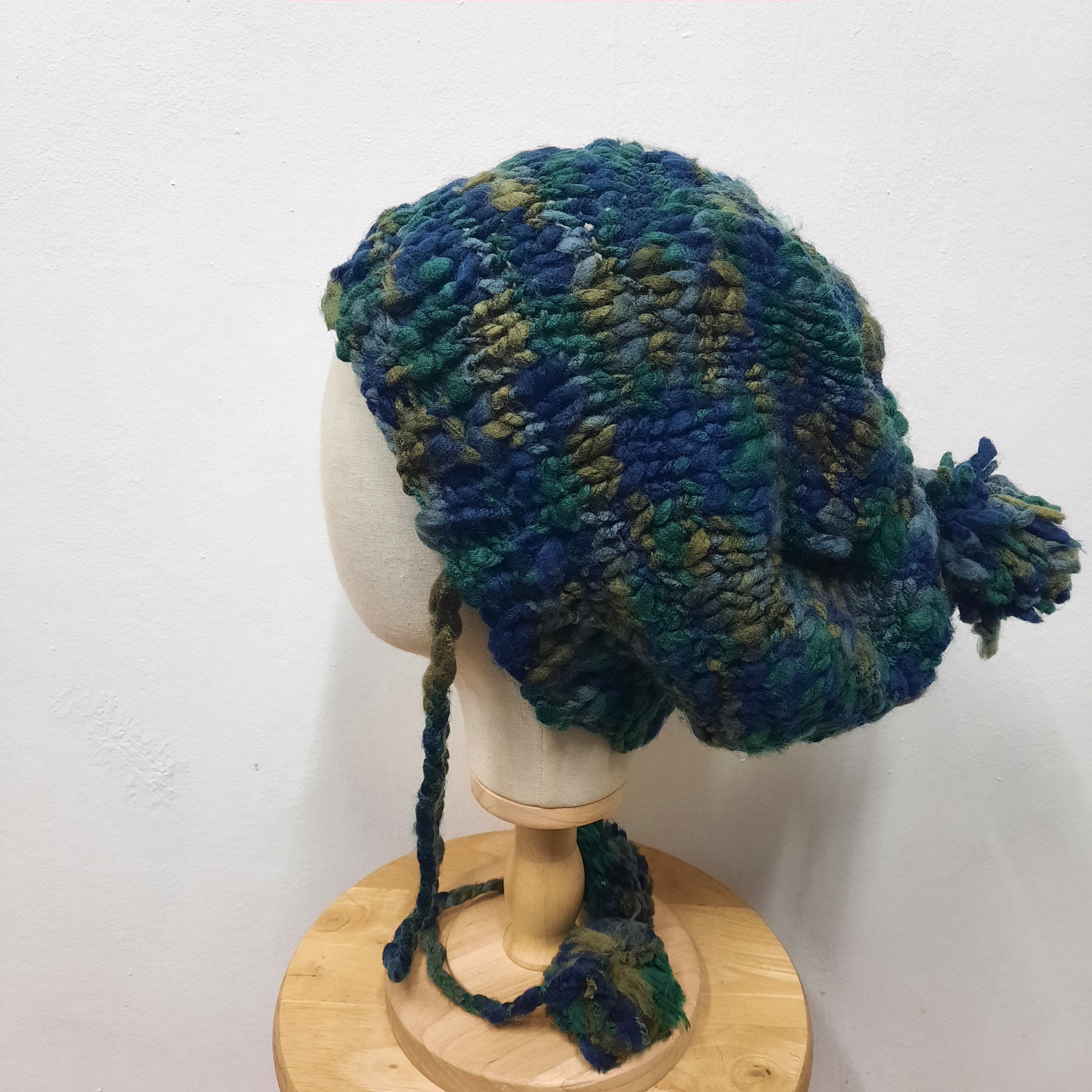 Japanese Brand 🏔 Vintage japan handmade crochet beanie hat Size ONE SIZE - 3 Thumbnail