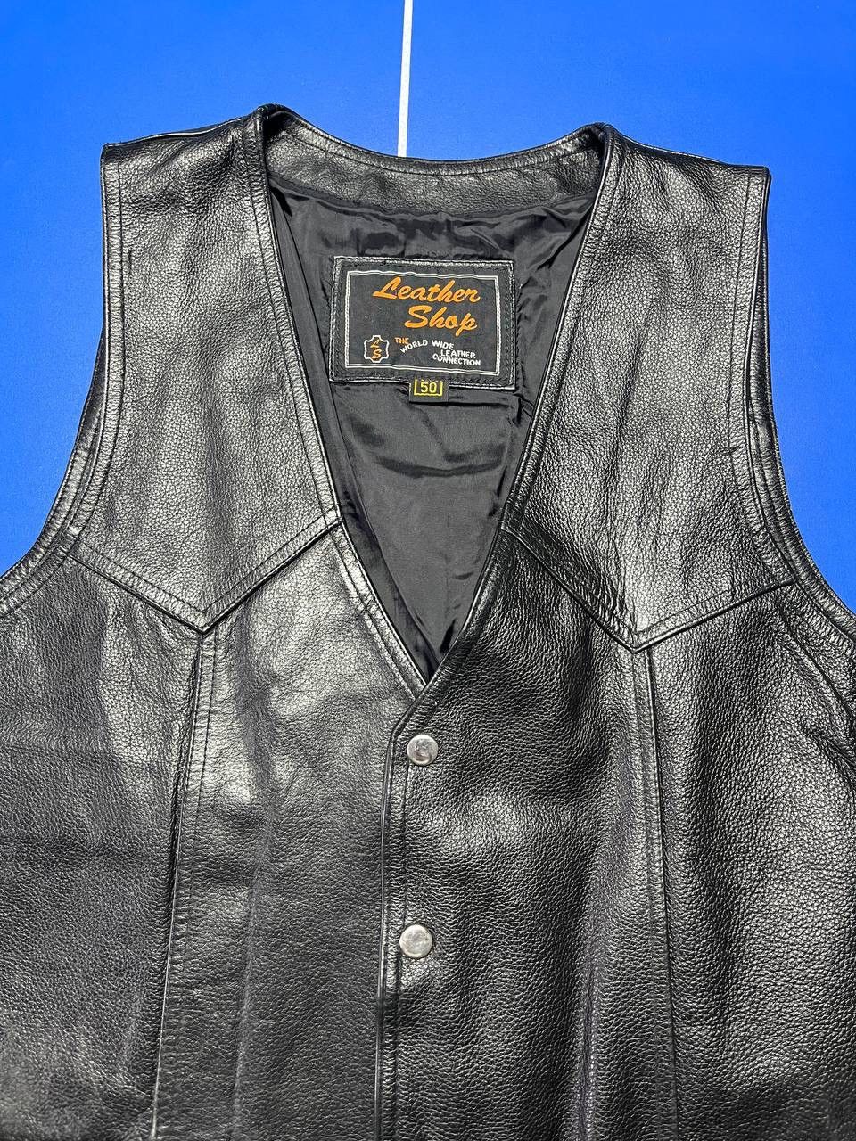 The Leather Shop Leather Motorcycle Biler Vest Size 50S - 4 Thumbnail