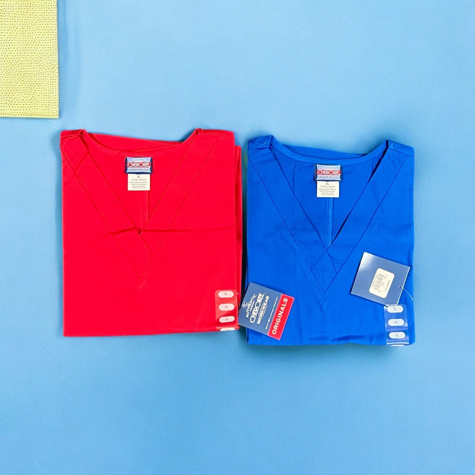 Cherokee XL Cherokee Scrub Top-Set of 2-Red Blue-Solid-3 Pocket Size XL / US 12-14 / IT 48-50 - 3 Thumbnail