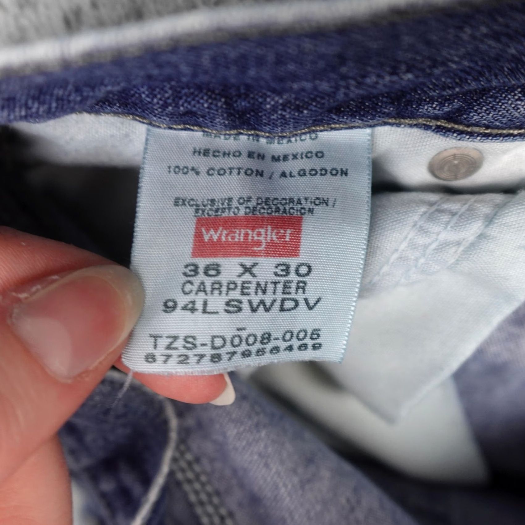 Wrangler Wrangler Jeans Mens 34x29 Blue Denim Distressed Baggy 5-Pocket Relaxed Straight Vintage No N/A Size US 36 / EU 52 - 3 Thumbnail