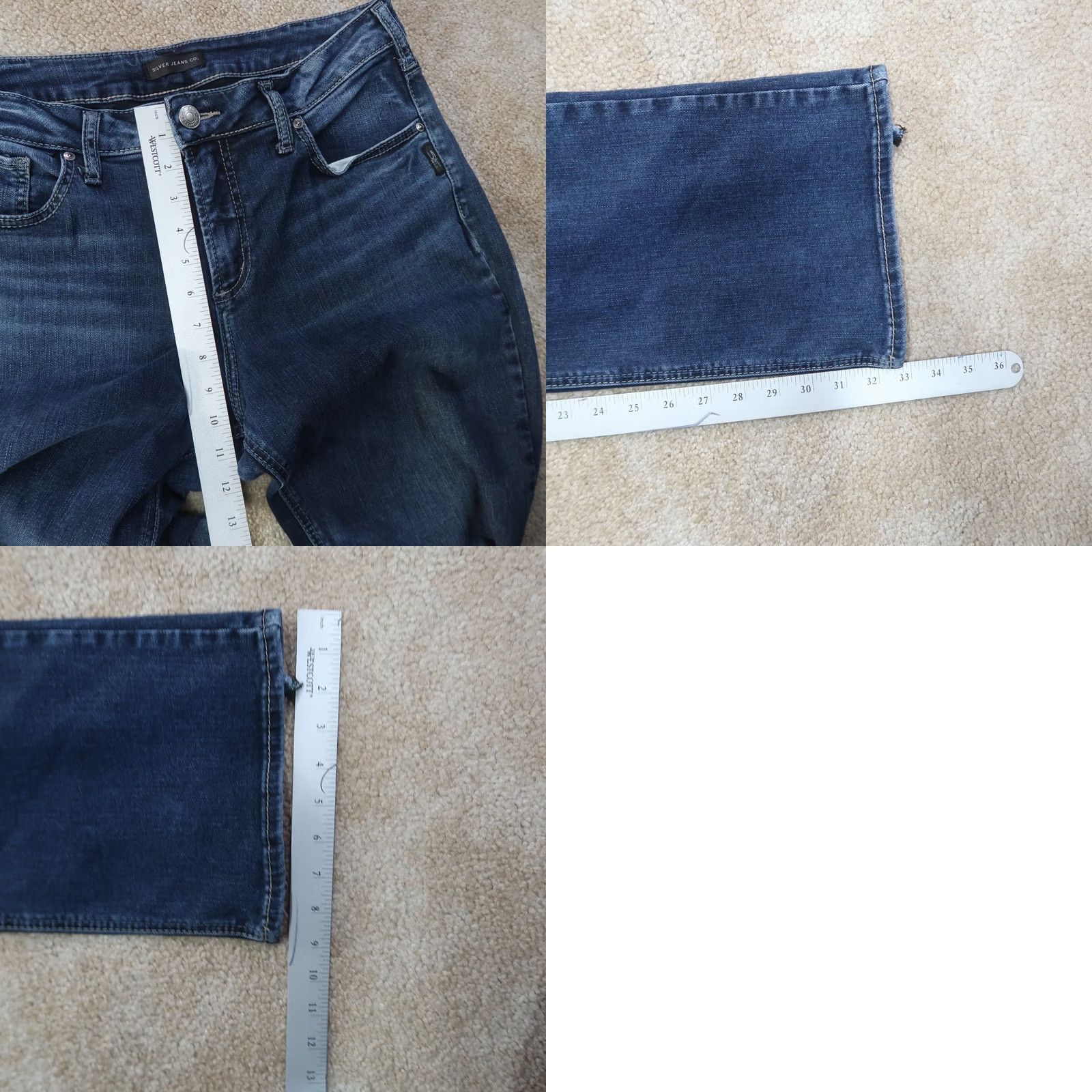 Silver Jeans Co. VINTAGE Silver Suki Mid Slim Bootcut Jeans Women 34x33 Blue Denim Pants Stretch Jeans Womens 34x33 Blue Denim Boots Cut Slim fit Size 24" / US 00 / IT 34 - 9 Thumbnail