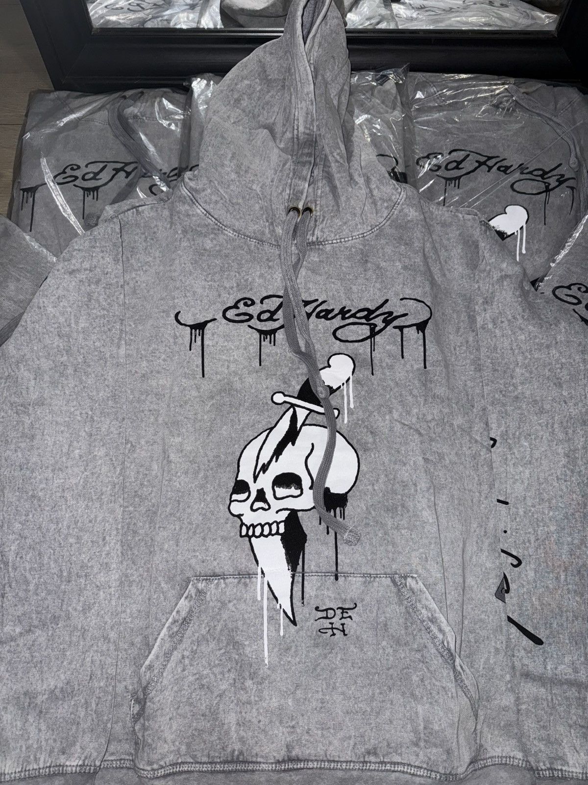 Ed Hardy × JNCO × Vintage Rare Vintage / Y2K Ed Hardy Skull Logo Hoodie Size US XL / EU 56 / 4 - 3 Thumbnail