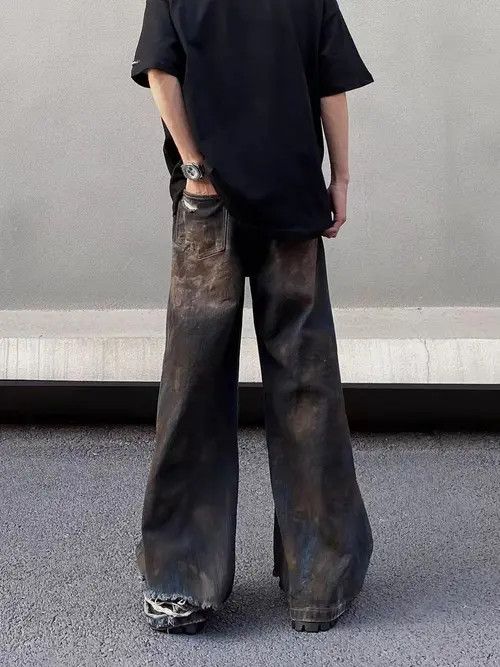 VIBE Retro Scimitar Pocket Distressed Wide Leg Jeans Size US 34 / EU 50 - 5 Thumbnail