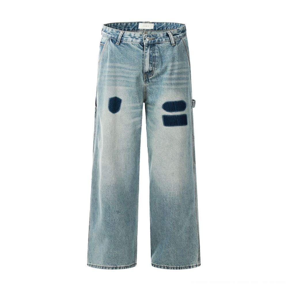 Japanese Brand × Jean Washed distressed color block men's retro casual jeans Size US 32 / EU 48 - 1 Thumbnail