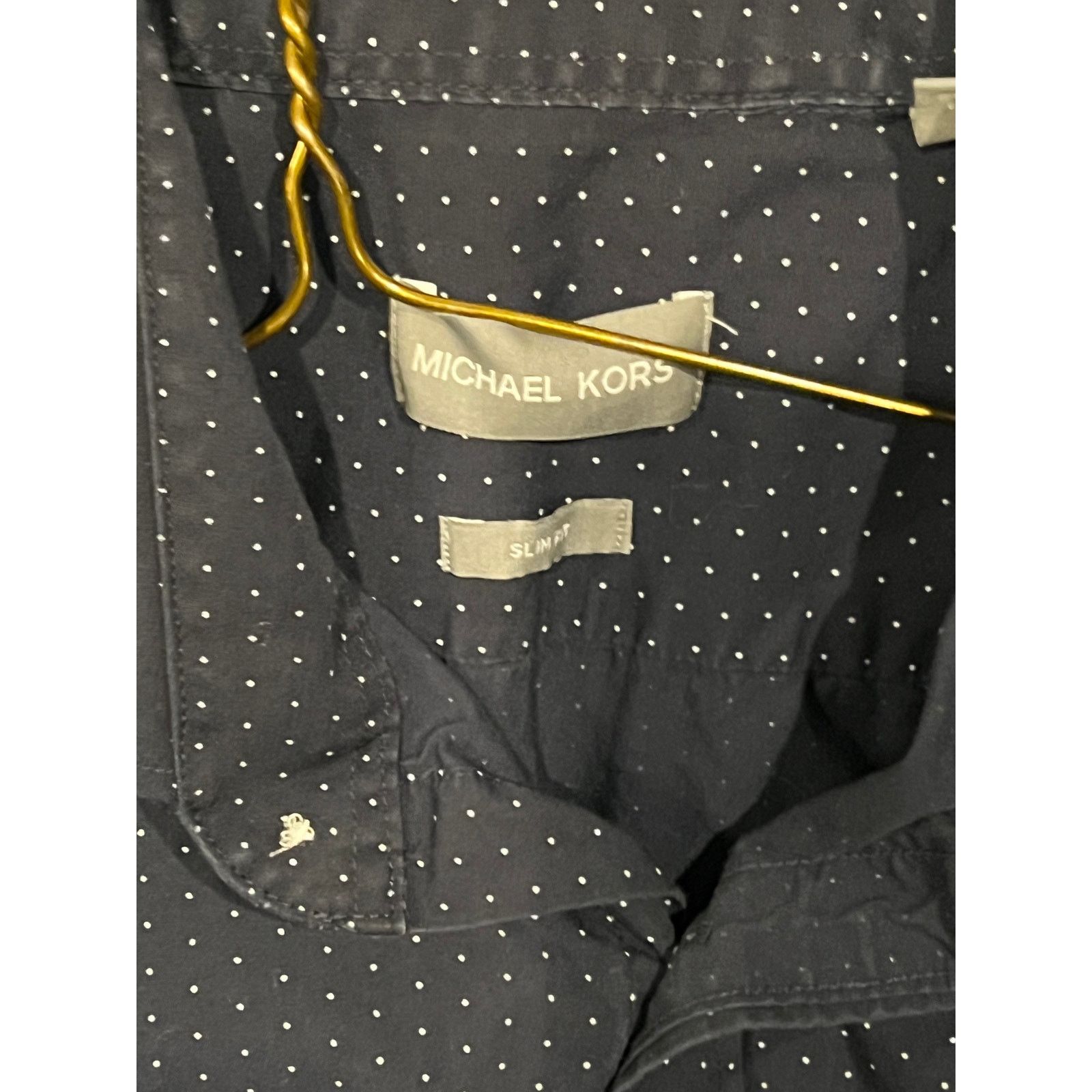 Michael Kors Michael Kors Polka Dot Black Dress Shirt Mens Med 15.5/34-35 Size US M / EU 48-50 / 2 - 3 Thumbnail