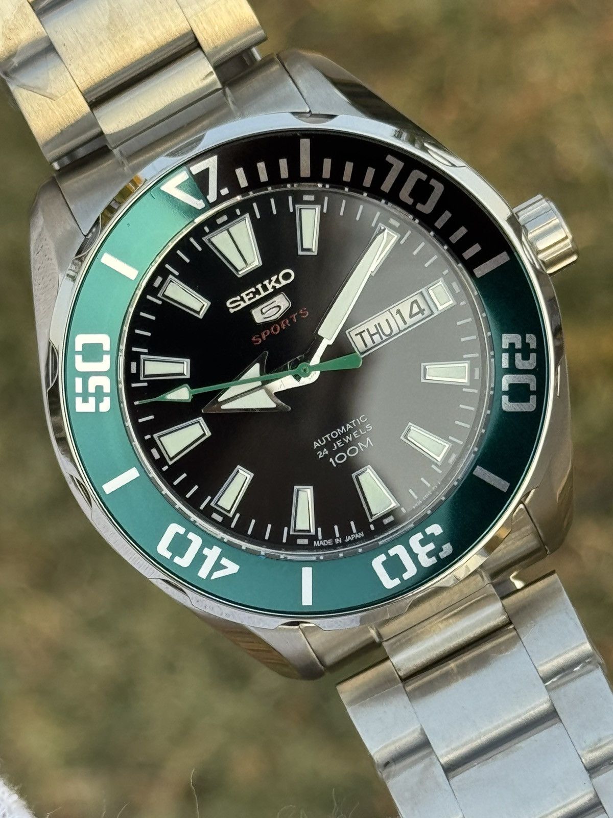 Seiko 5 Sports MOD – Green Diver Bezel– Automatic men watch