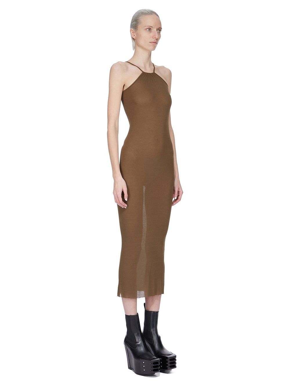 Rick Owens o1y0126 Midi Dress in Brown Size S / US 4 / IT 40 - 3 Thumbnail