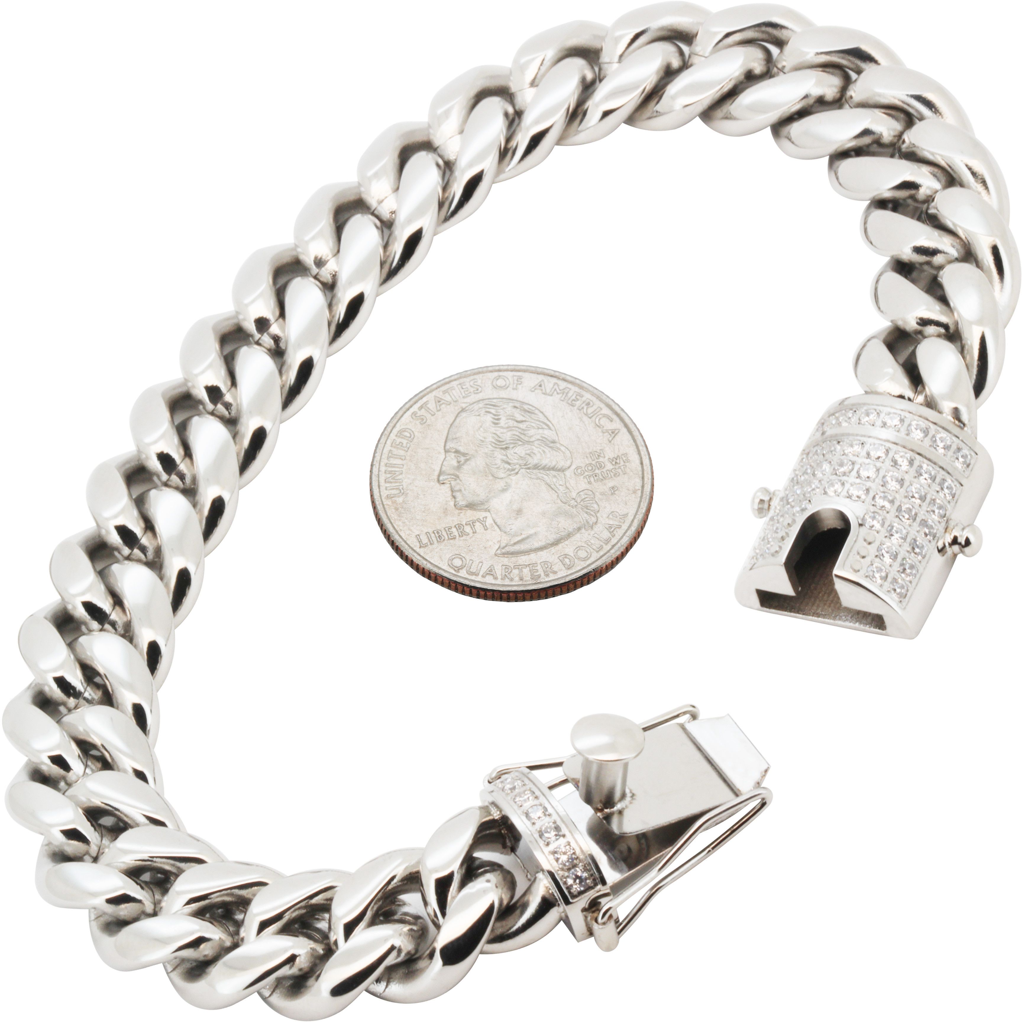 Other 316L SS AAA CZ 12mm Miami Cuban Link Bracelet 8.5" Size ONE SIZE - 1 Preview