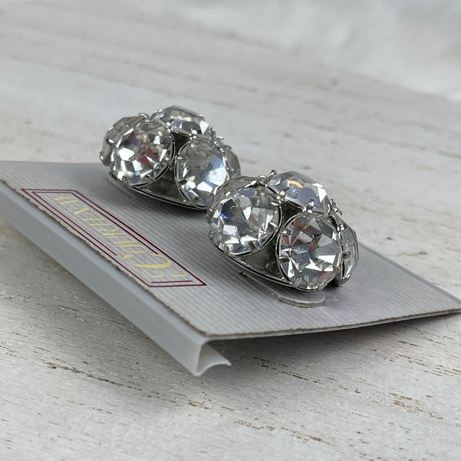 Vintage VTG 80’s CC Courtenay Crystal Star Ball Earrings Rhinestone Size ONE SIZE - 9 Thumbnail