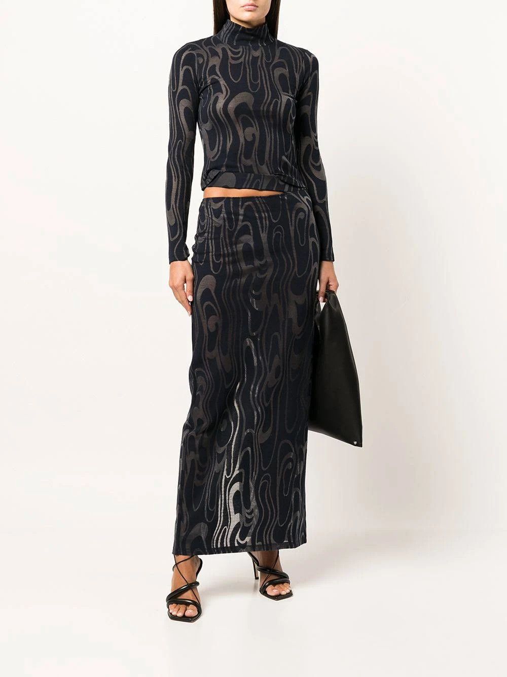 Eckhaus Latta o1mle0524 Shrunk Turtleneck Wave Top in Black Size S / US 4 / IT 40 - 7 Thumbnail