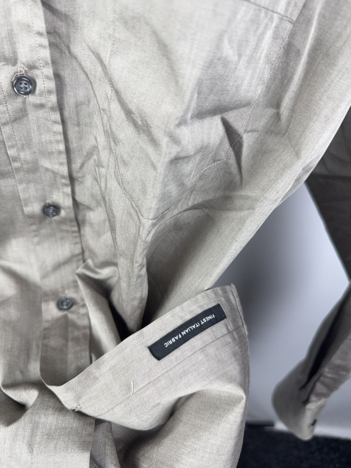 Hugo Boss Hugo BOSS Italian Fabric Dress Shirt Taupe Cotton 40 15 3/4 Size US L / EU 52-54 / 3 - 8 Thumbnail
