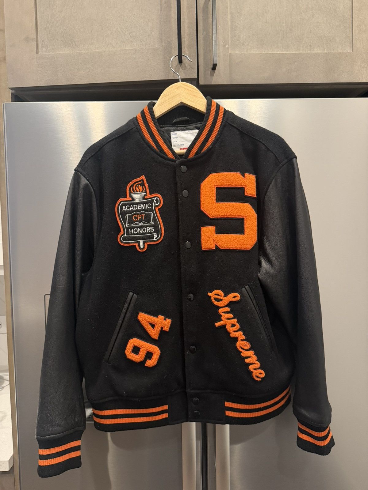 Supreme Supreme Black Leather Varsity Jacket Size US M / EU 48-50 / 2 - 1 Thumbnail