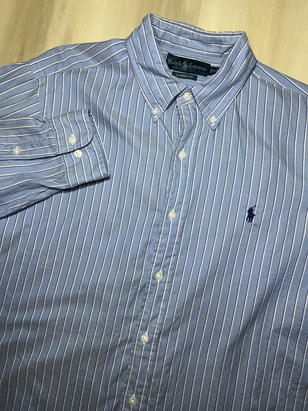Polo Ralph Lauren Polo ‘Ralph Lauren’ Button Down 16-32/33 Striped Blue White Size US L / EU 52-54 / 3 - 1 Thumbnail