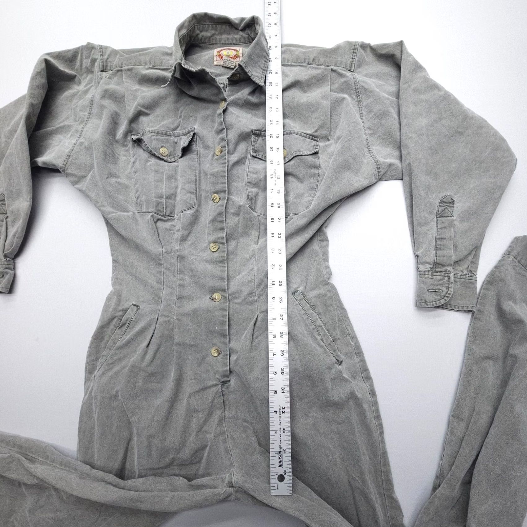 Banana Republic VINTAGE Banana Republic Jumpsuit Shirt One-Piece Women S Green 100% Cotton Safari 70s 80s Regular Size 28" / US 6 / IT 42 - 7 Thumbnail