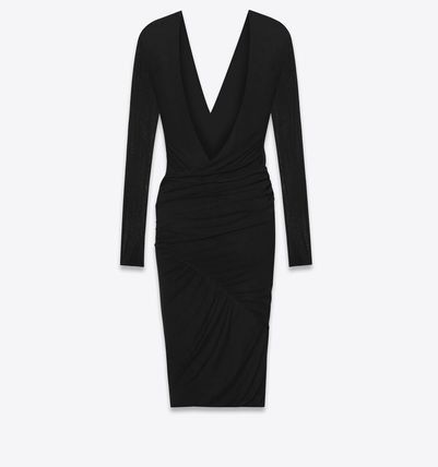 Saint Laurent Paris oc11z1125 Cut Out Dress in Jersey Voile in Black Size M / US 6-8 / IT 42-44 - 2 Thumbnail