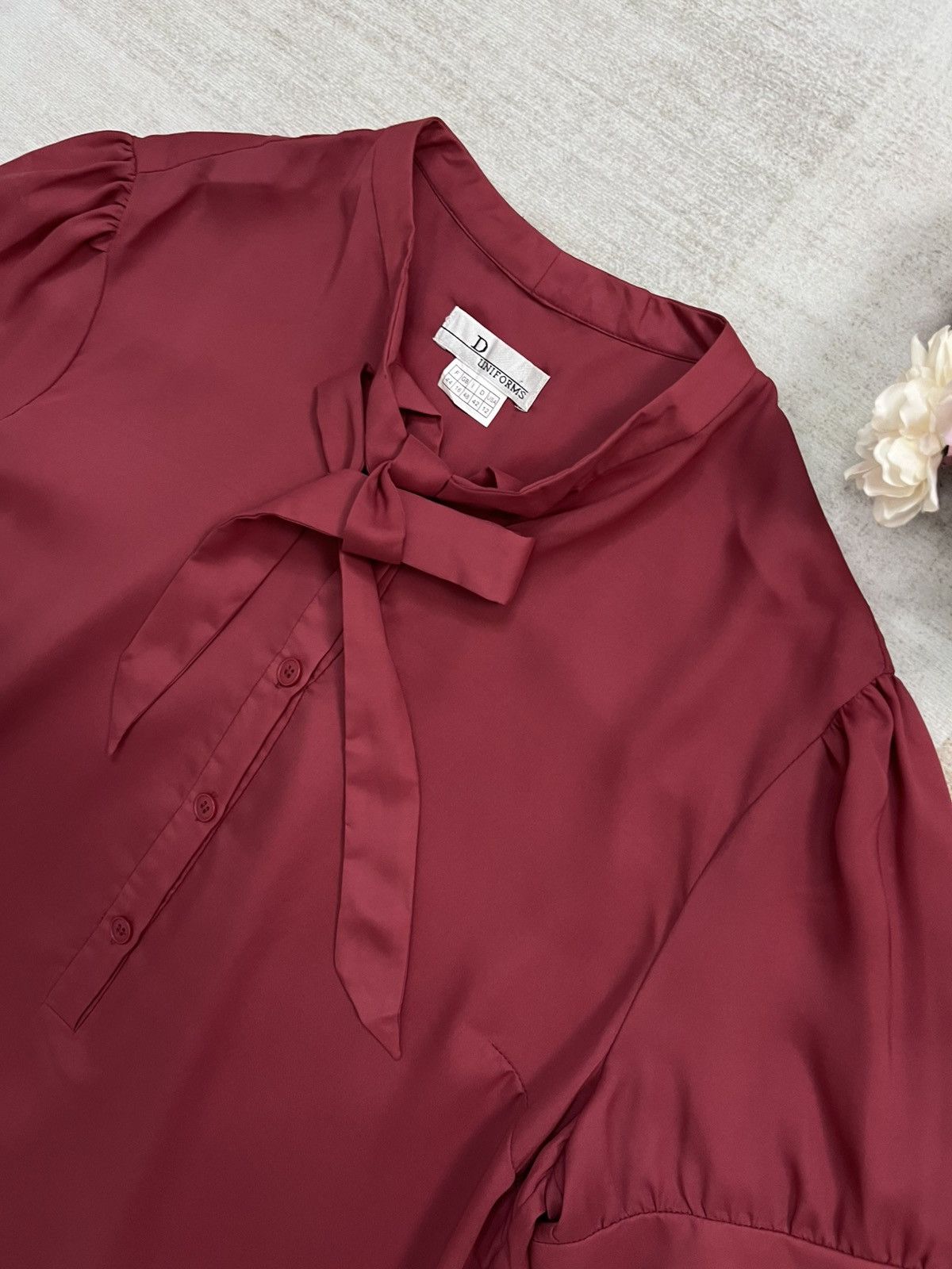 Dior Dior Uniforms Maroon Pussy Bow BlousePuff Sleeve Elegant Top Size M / US 6-8 / IT 42-44 - 5 Thumbnail