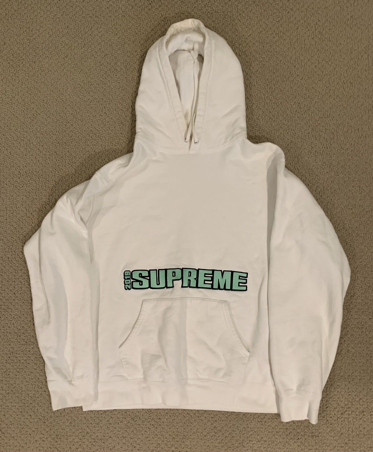 Supreme Supreme SS19 Blockbuster Hoodie White and Green Grailed