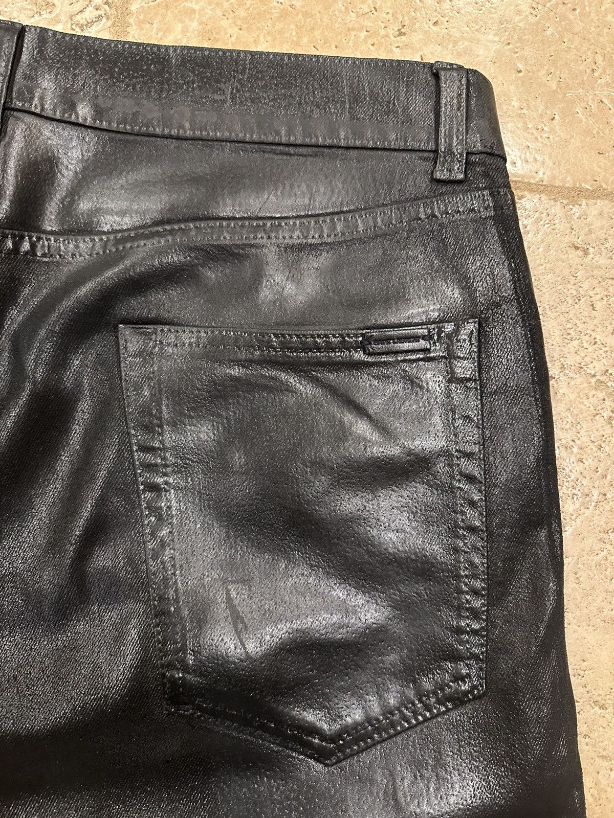 Anthony Vaccarello Saint Laurent Paris 2020 D24 Oil Coated Black Denim Size US 33 - 9 Thumbnail