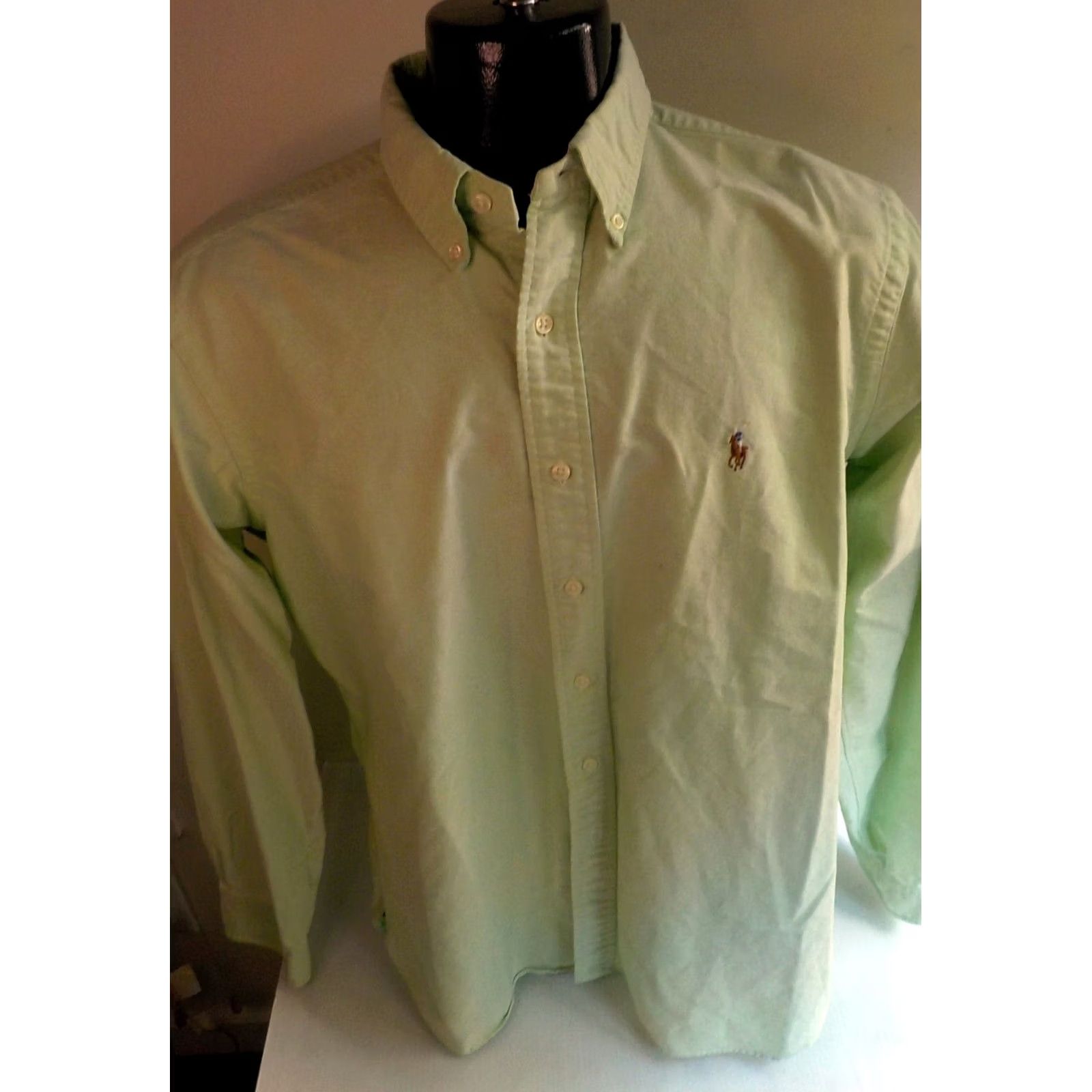 Polo Ralph Lauren RALPH LAUREN Button Down Shirt SZ LG Lime Green 100% Cotton Classic Fit Men's Dress Shirt Size US L / EU 52-54 / 3 - 2 Thumbnail
