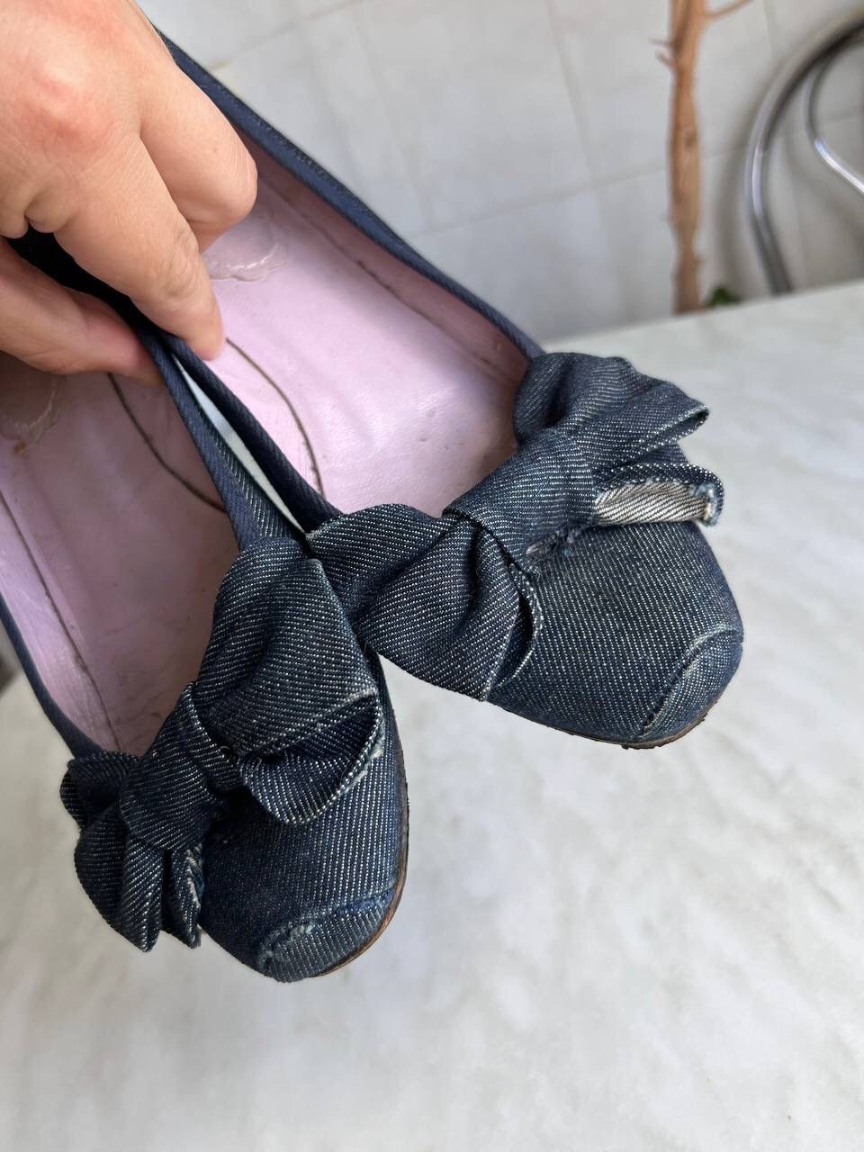 Valentino Valentino Bow Denim Ballet Flats Shoes Vintage 90s Retro Size US 10 / IT 40 - 4 Thumbnail
