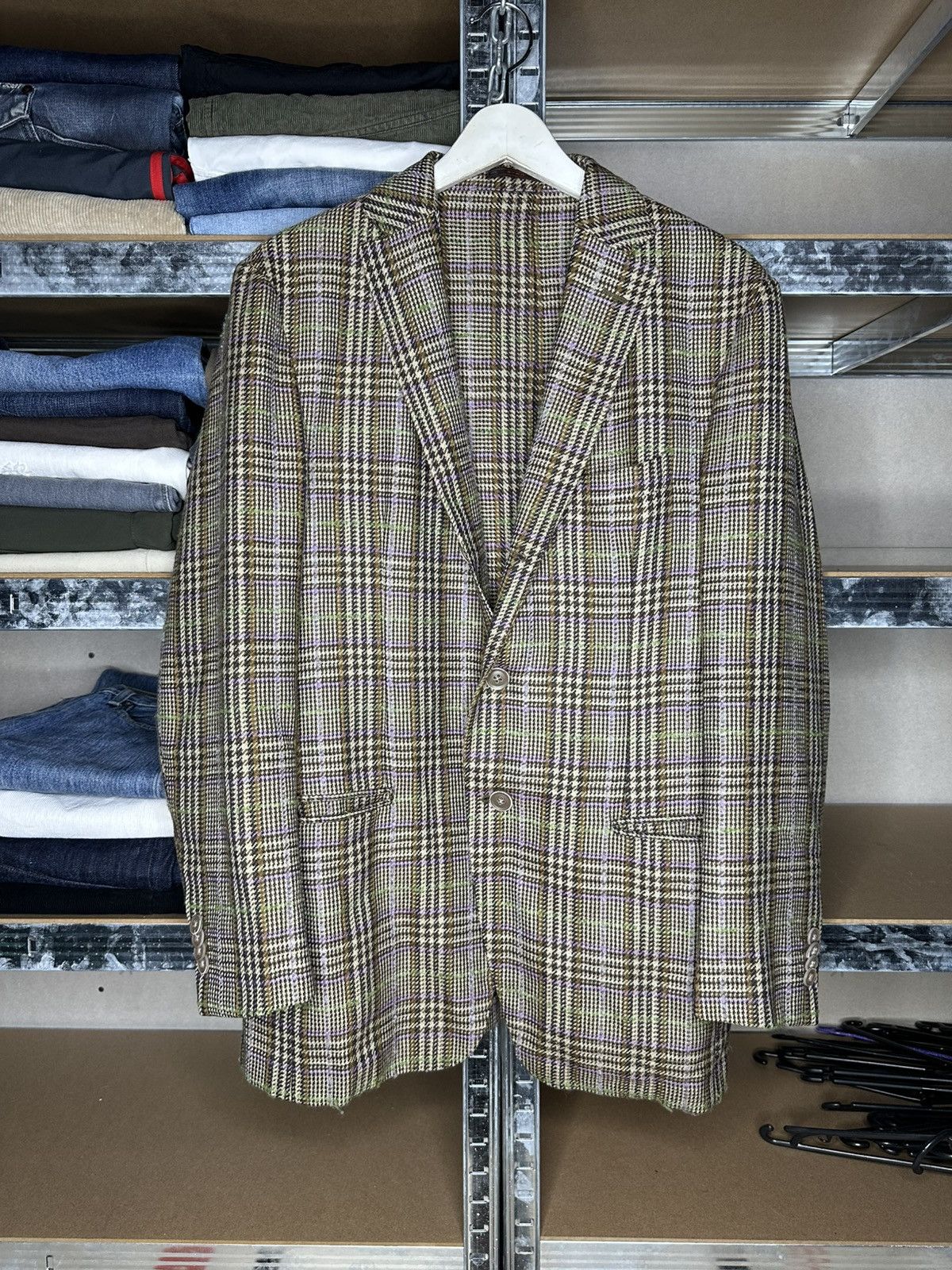 Etro Milano Luxury Plaid Wool Blazer Jacket Size 50