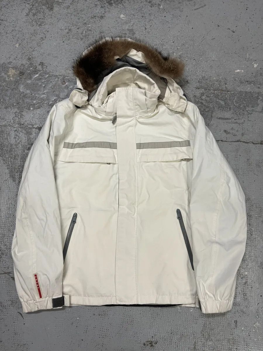 Prada AW2006 Prada Cream Beige White Utility Fur Hooded Jacket Size US L / EU 52-54 / 3 - 1 Thumbnail
