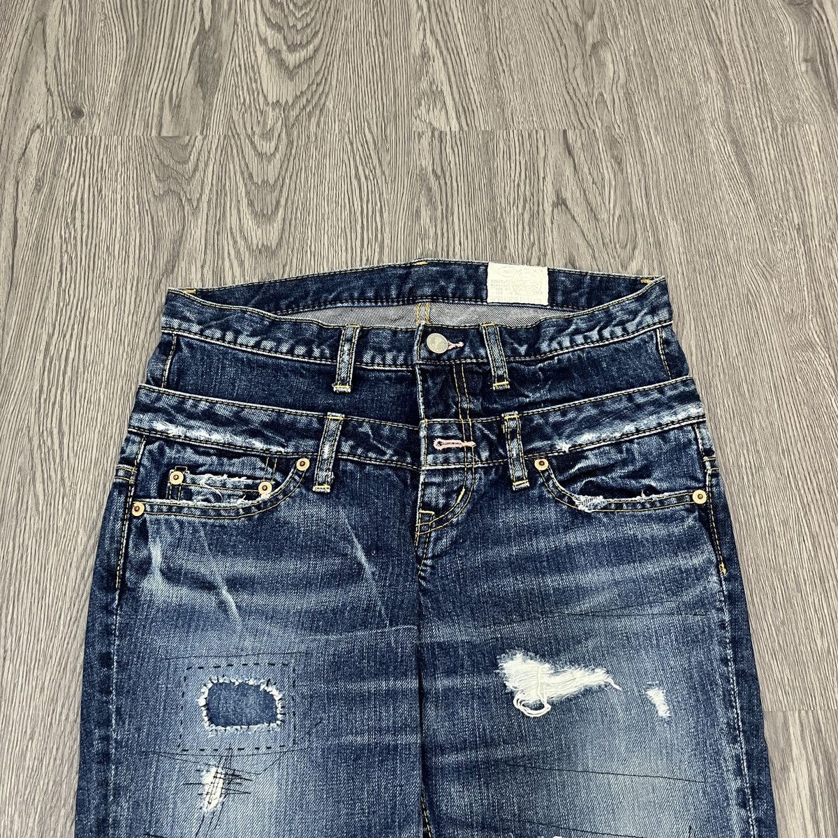 Japanese Brand Antgauge - Double Waist Distressed Patchwork Denim Ifaix Lgb Size US 27 - 4 Thumbnail