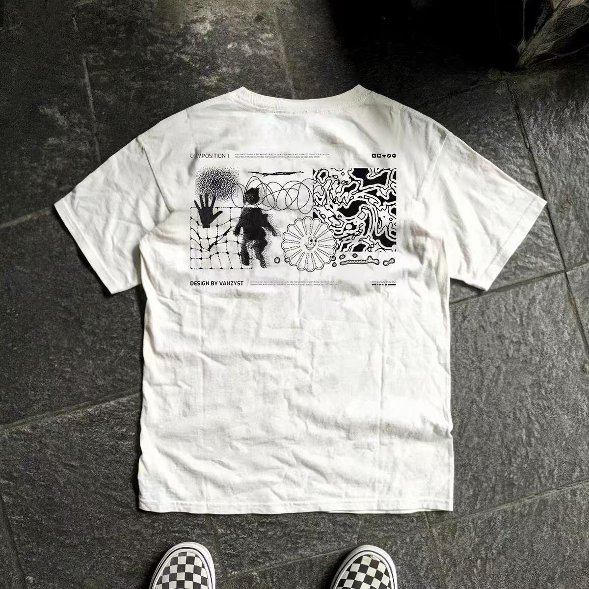 Vintage White Washed Vintage T-Shirt with Demon Print Size US M / EU 48-50 / 2 - 1 Thumbnail