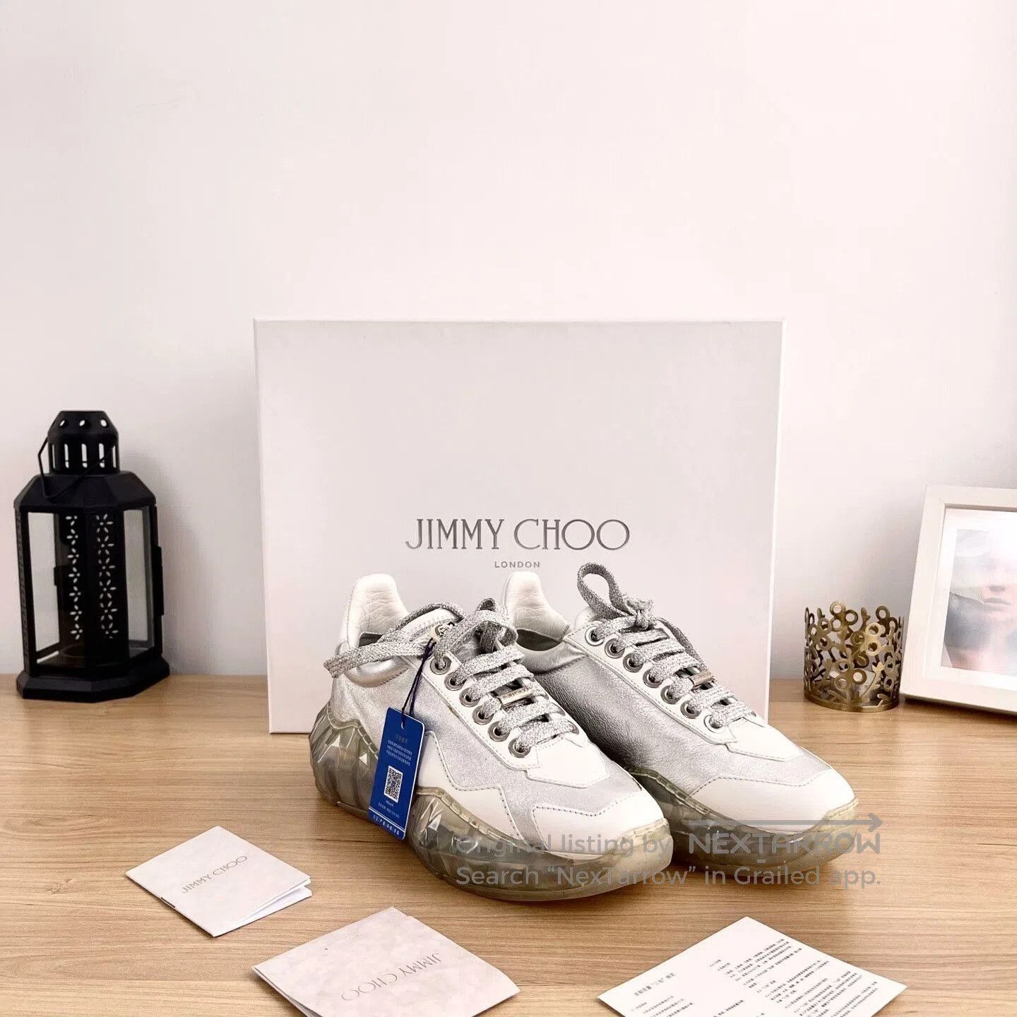 Jimmy Choo Jimmy Choo Diamond Silver Flat Shoes. Size US 4 / IT 34 - 1 Thumbnail