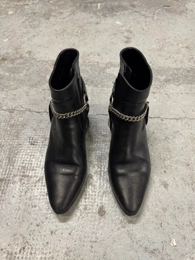 Saint Laurent Paris Saint Laurent Cowboy Ankle Leather Black Boots Size US 6 / IT 36 - 3 Thumbnail