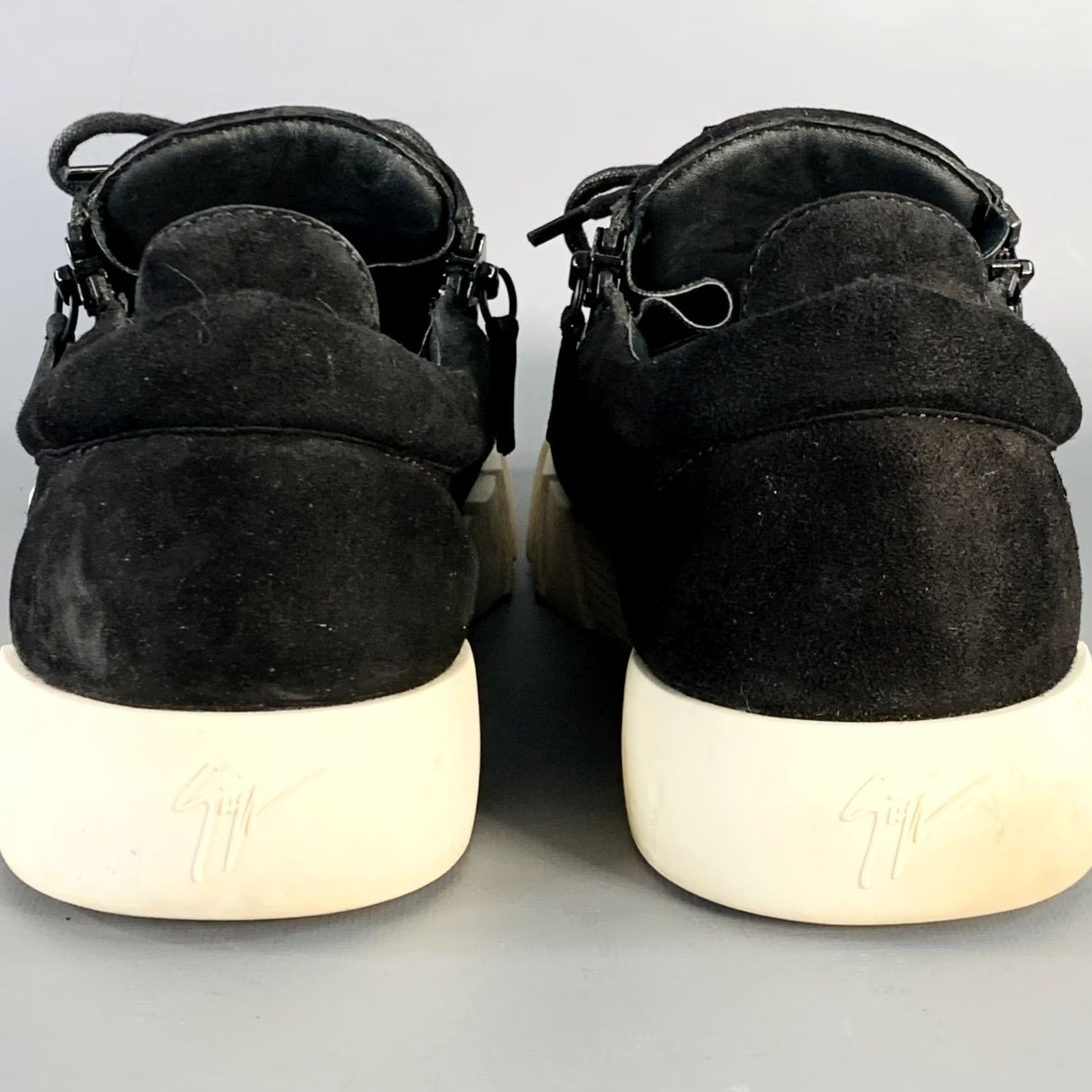 Giuseppe Zanotti GIUSEPPE ZANOTTI Black Suede Double Zipper Sneakers Size 12 Men Size US 12 / EU 45 - 3 Thumbnail
