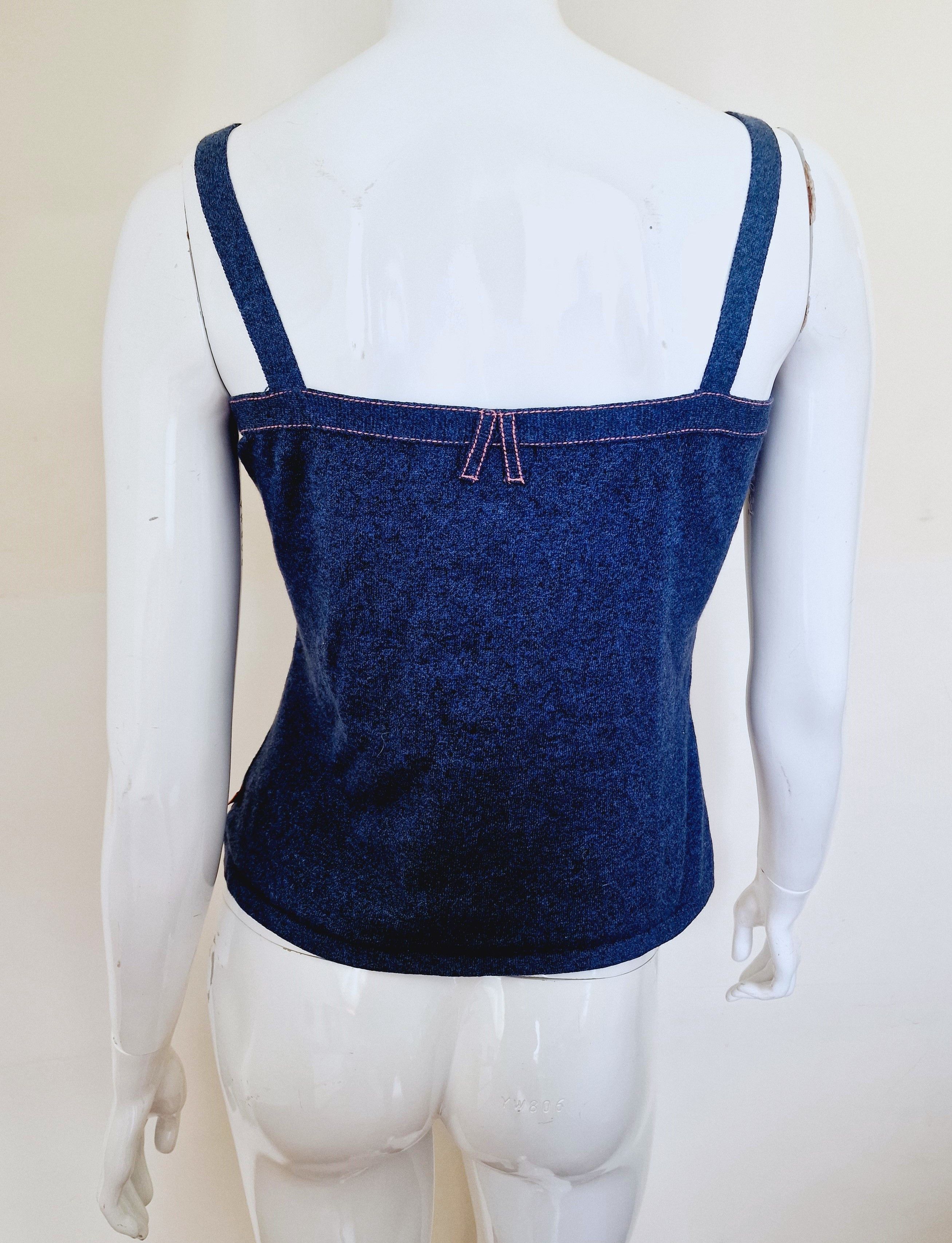 Dior Christian Dior John Galliano S/S 2003 Denim Pink Rose Top Size L / US 10 / IT 46 - 6 Thumbnail