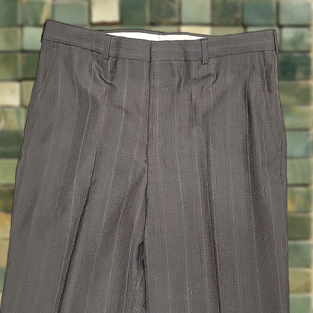 Vintage Towncraft Mens Dress Pants Gray Pinstripe Wool Blend 34x28 US Made Vintage Mens Pants Front Zip Flat Front Pockets Size US 34 / EU 50 - 1 Thumbnail