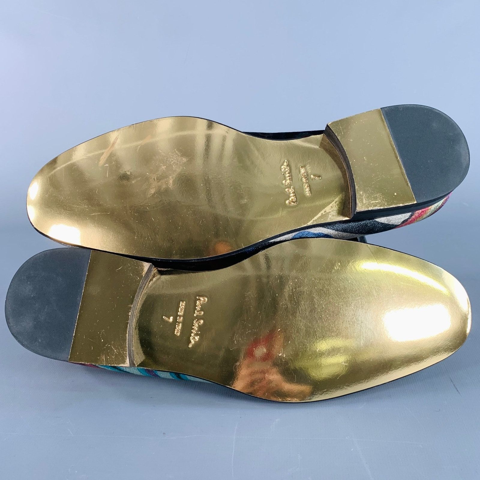 8 Black Multi Color Abstract Print Velvet Slip On Loafers