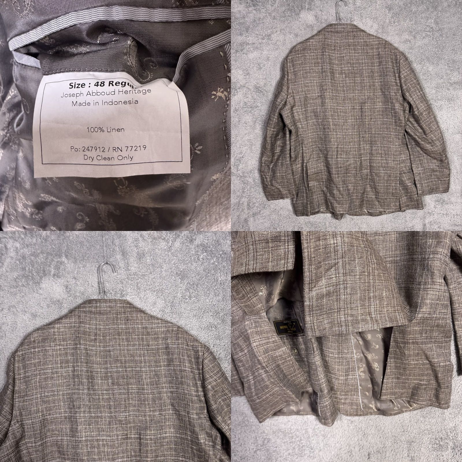Joseph Abboud Joseph Abboud Heritage Blazer Men 48R Unstructured 100% Linen Nova Fides Italy Size 48R - 9 Thumbnail