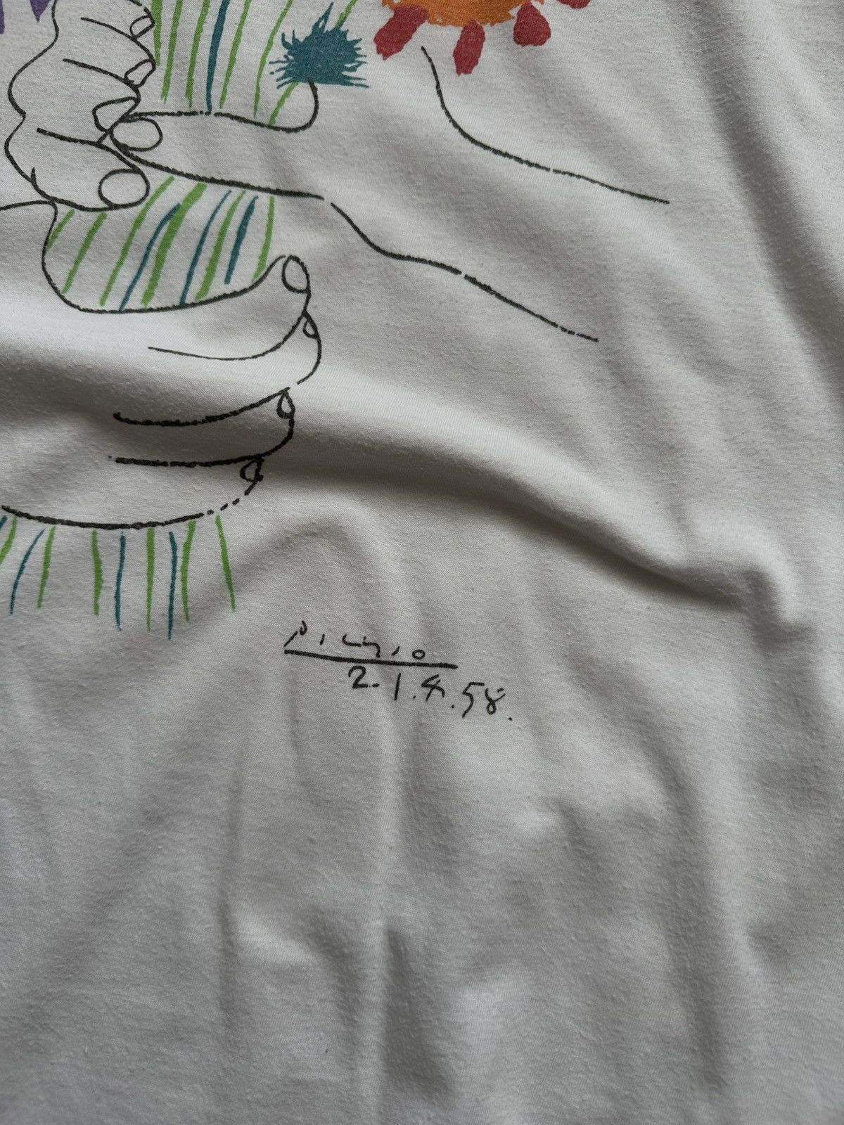 Vintage 1998 Succ. Picasso Bouquet of Flowers Art Graphic T shirt Size US XL / EU 56 / 4 - 7 Thumbnail