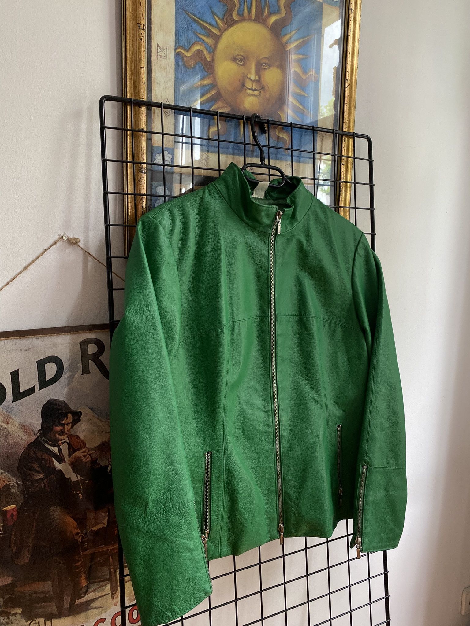Leather vintage green genuine leather jacket vetements moto Size L / US 10 / IT 46 - 4 Thumbnail