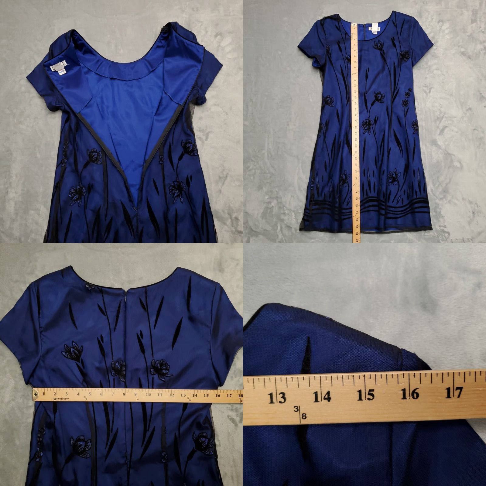Vintage VINTAGE Taurus II Dress Womens L Petite Fairy Grunge Made in USA 90s Y2K Retro Floral Blue Cotton Polyester Knee Length Short Sleeve Zip Ladies Size L / US 10 / IT 46 - 8 Thumbnail
