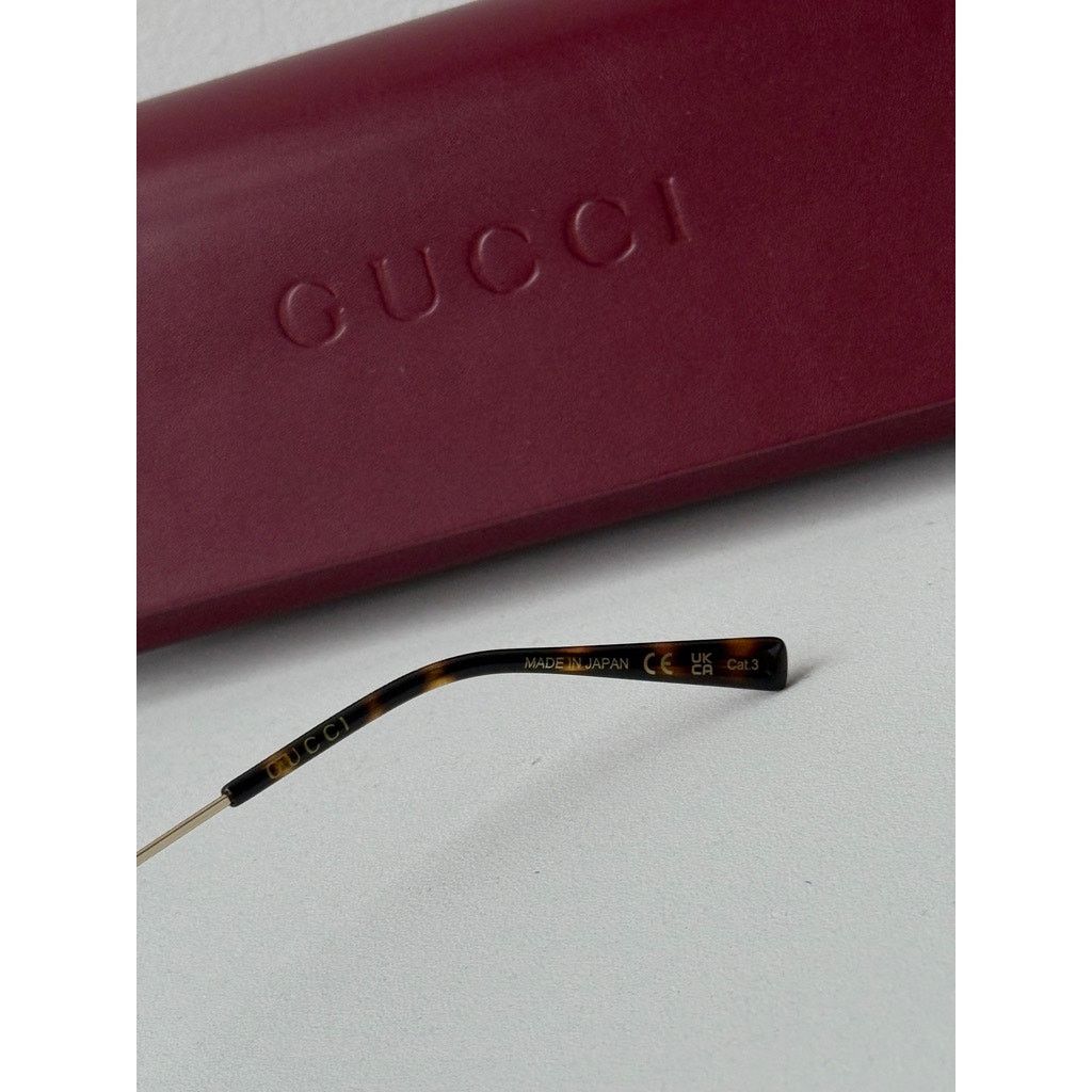 Gucci NEW Gucci GG1980S 001 Black Gold Oval Sunglasses $545 Size ONE SIZE - 6 Thumbnail