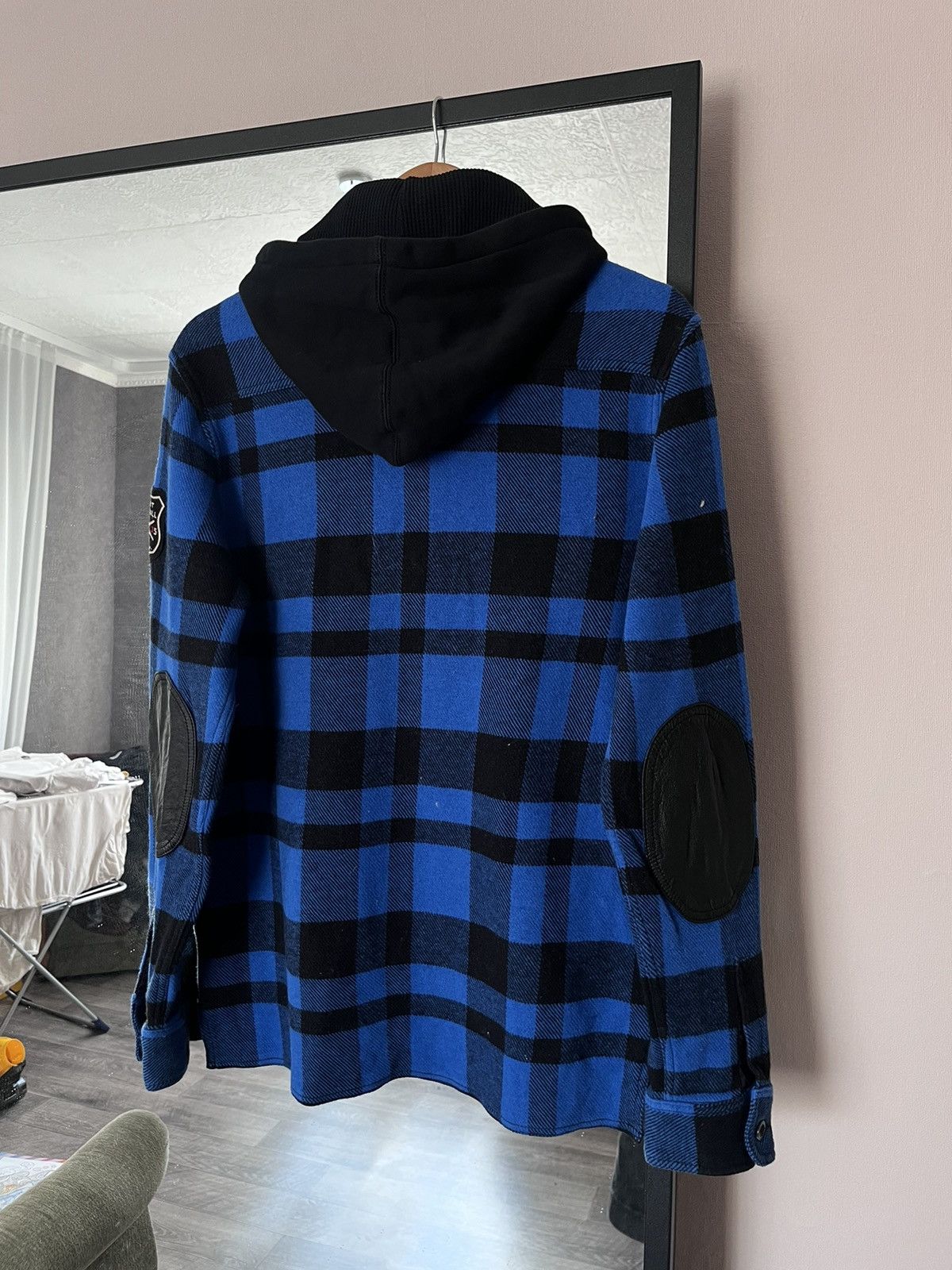 Polo Ralph Lauren Vintage Polo Ralph Lauren Plaid Flannel Hoodie Blue Wool Size US M / EU 48-50 / 2 - 2 Thumbnail