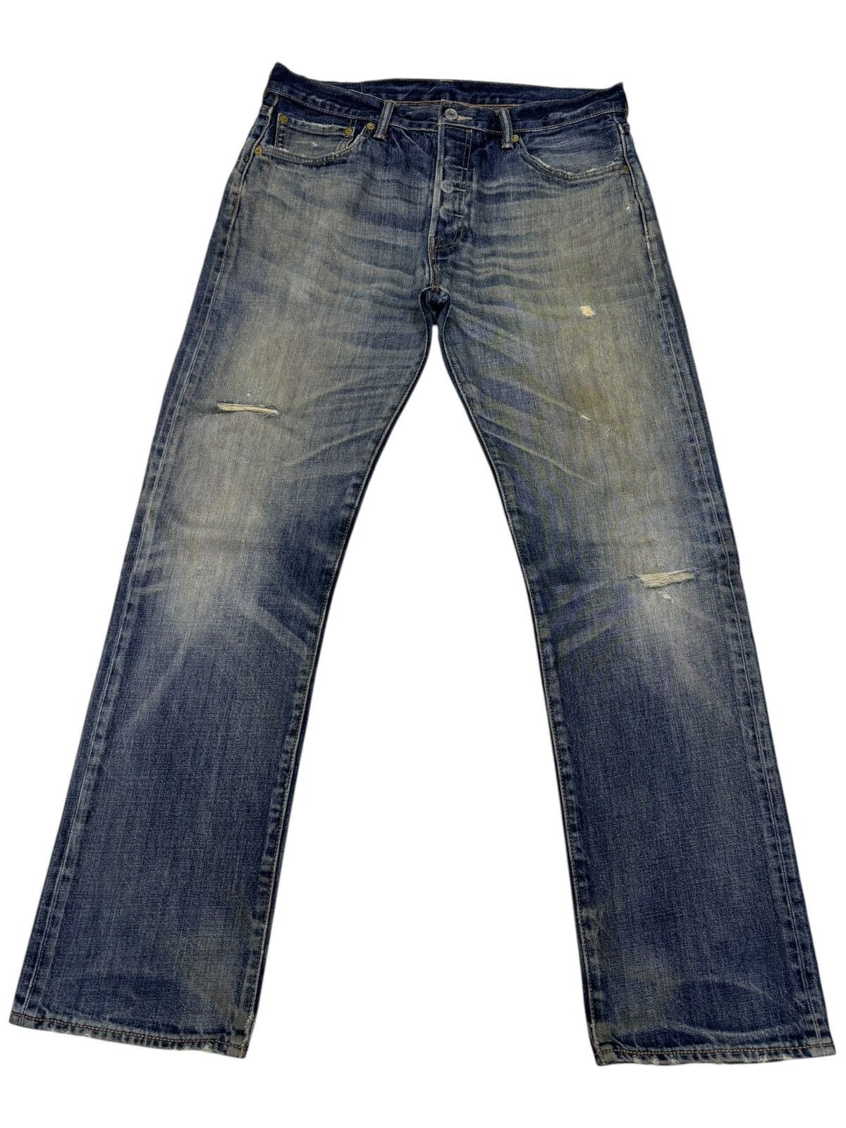 Levi's Levis 501 Y2K DISTRESSED DENIM JEANS Size US 34 / EU 50 - 1 Thumbnail